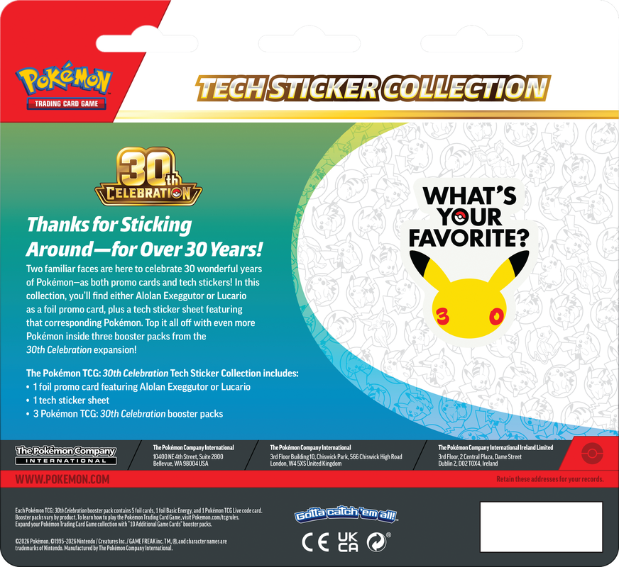 30th Celebration Tech Sticker Collection – inglés – Alolan Exeggutor reverso