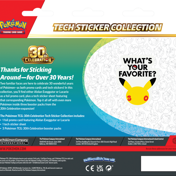 30th Celebration Tech Sticker Collection – inglés – Alolan Exeggutor reverso