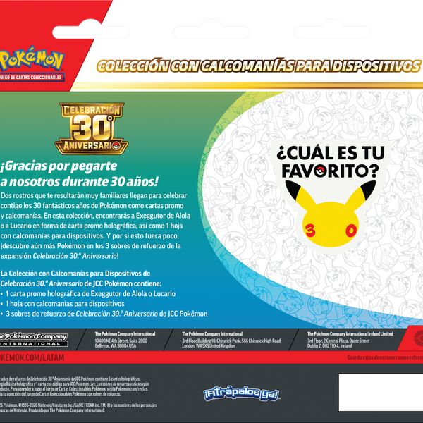 30th Celebration Tech Sticker Collection – español – Alolan Exeggutor reverso